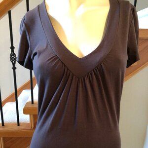 In Wear deep V Grey short sleeve Top sz S - EUC